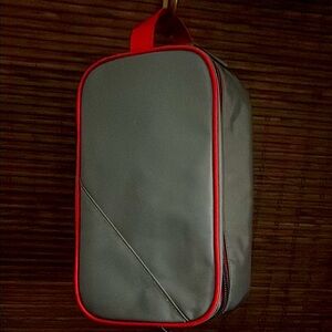 NWOT Gray and Red Toiletry Bag